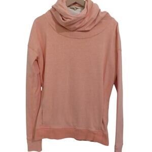 Lululemon Women Sz 8 Blush Peach Stress Less Hoodie Cowl Neck Pullover Sweater